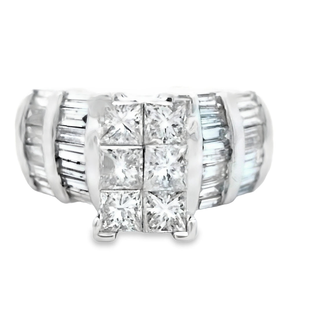 14K White Gold 2ctw Diamond Cluster Ring for Women