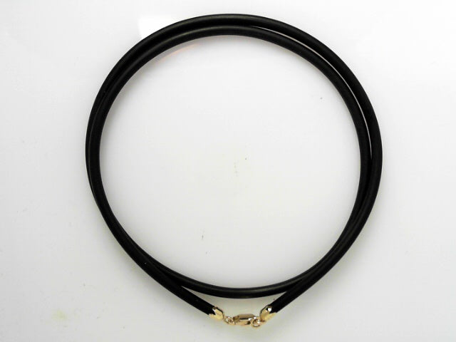 18K Black Leather Cord Luxury Mens Necklace Chain