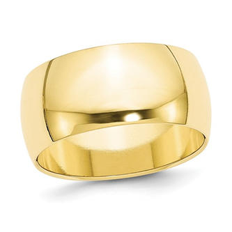 14K Gold Half Round Men's Wedding Band, Size 12.5