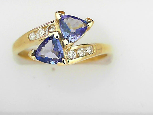 14K Gold Tanzanite Diamond Halo Women's Ring