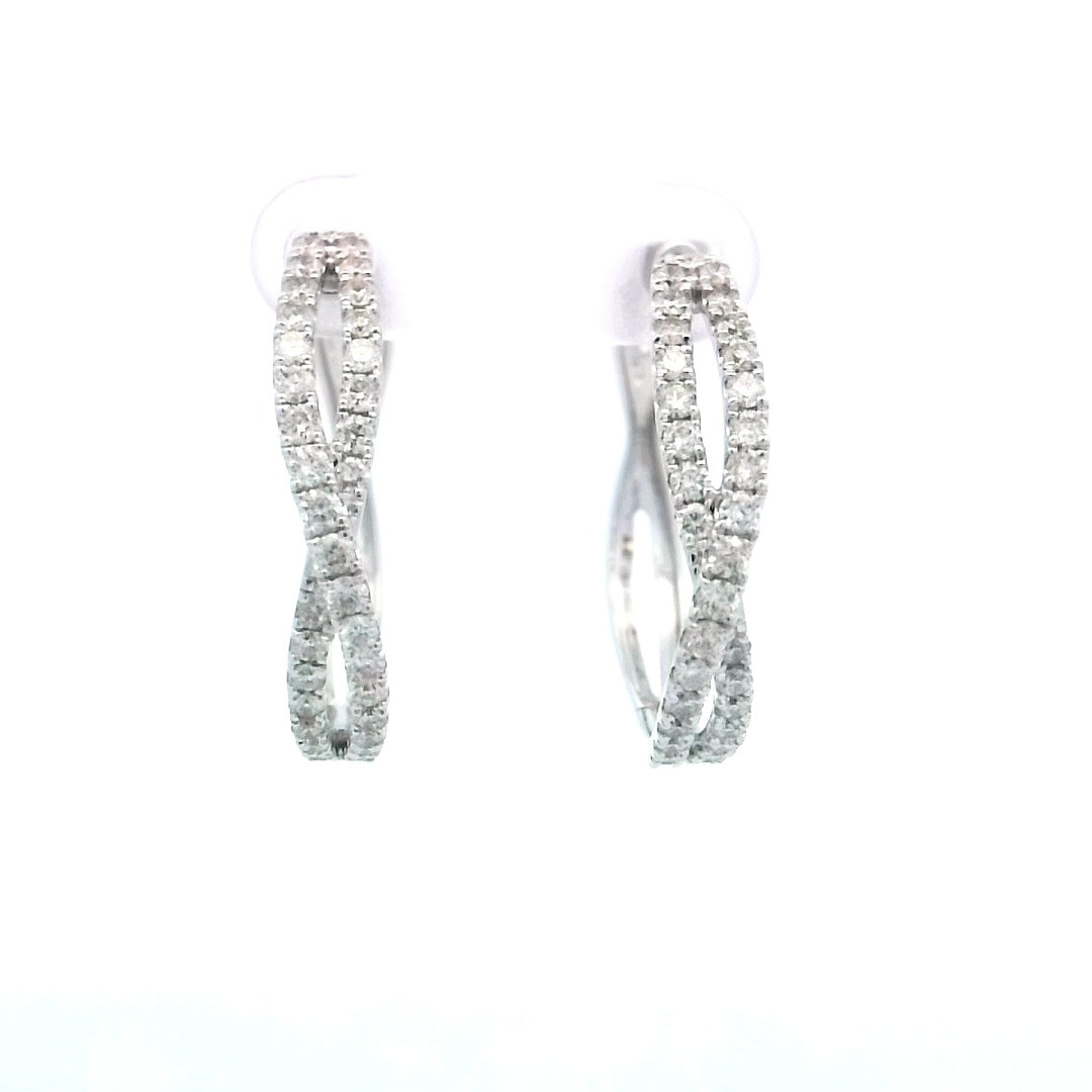 14kt Gold 2.00ctw Diamond Infinity Medium Hoop Earrings