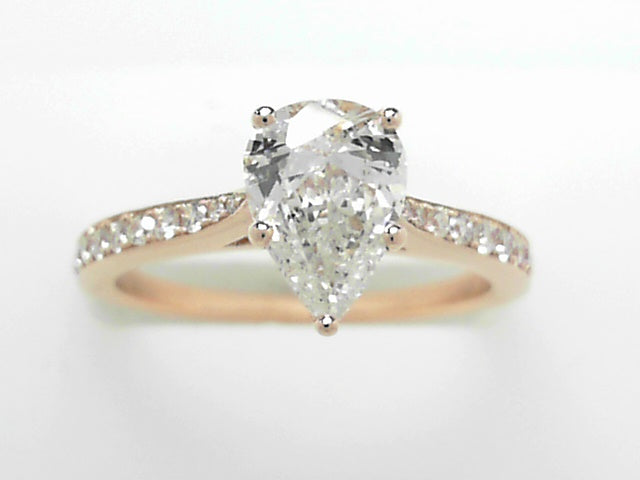 14K White Gold Pear Diamond Engagement Ring