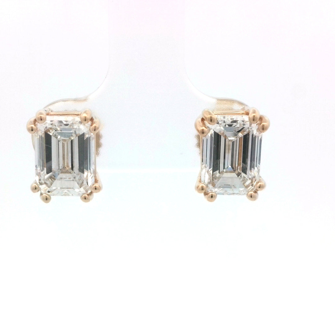 18K White Gold 4.18ctw Emerald Cut Lab Diamond Studs