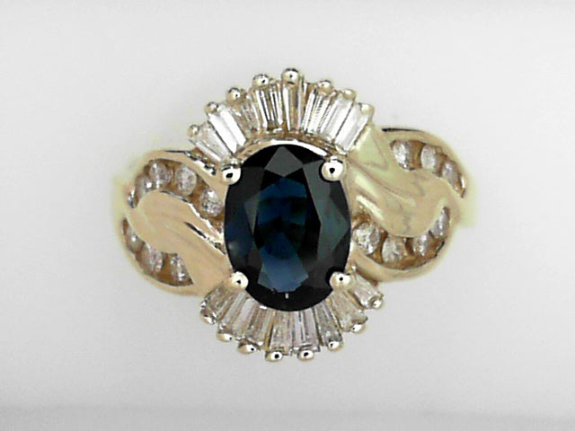 14K Gold Blue-Green Sapphire Diamond Men's Statement Ring