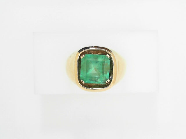 14K Gold Emerald Cut 4ct Masculine Men's Statement Ring