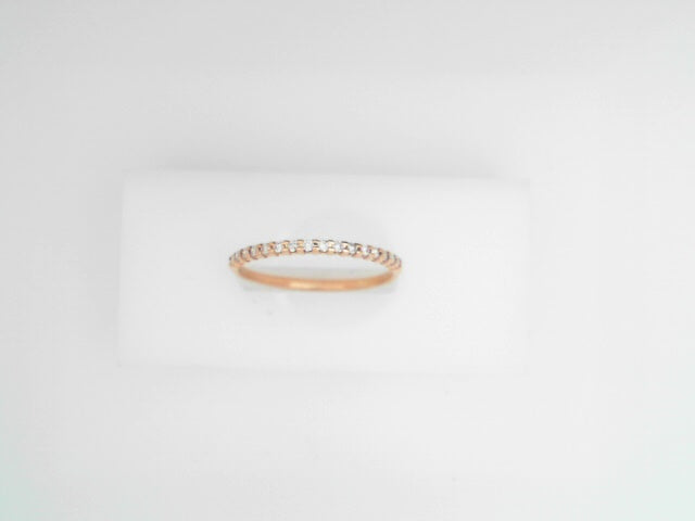 14K Rose Gold Delicate Diamond Band Ring
