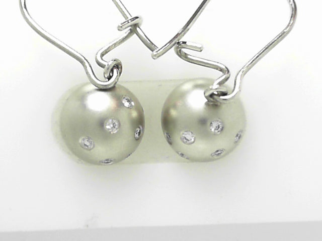 Platinum Diamond Ball Stud Earrings with 14K Backs