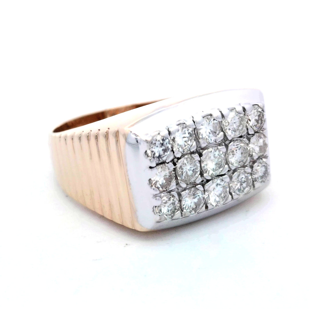 14kt White Gold 1ct Diamond Cluster Men's Ring