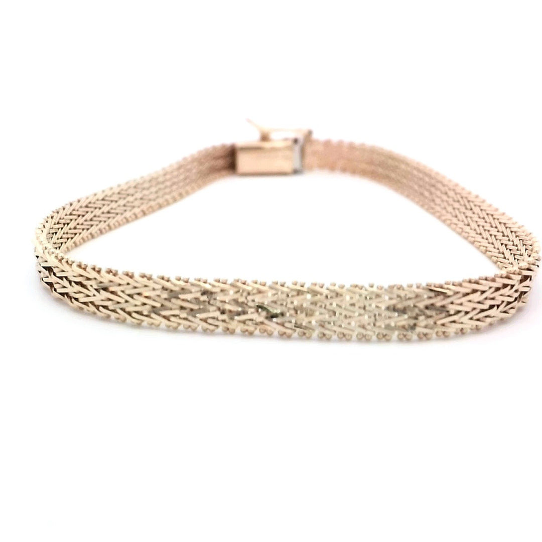 14K Yellow Gold Diamond-Cut Fancy Link Chain Bracelet