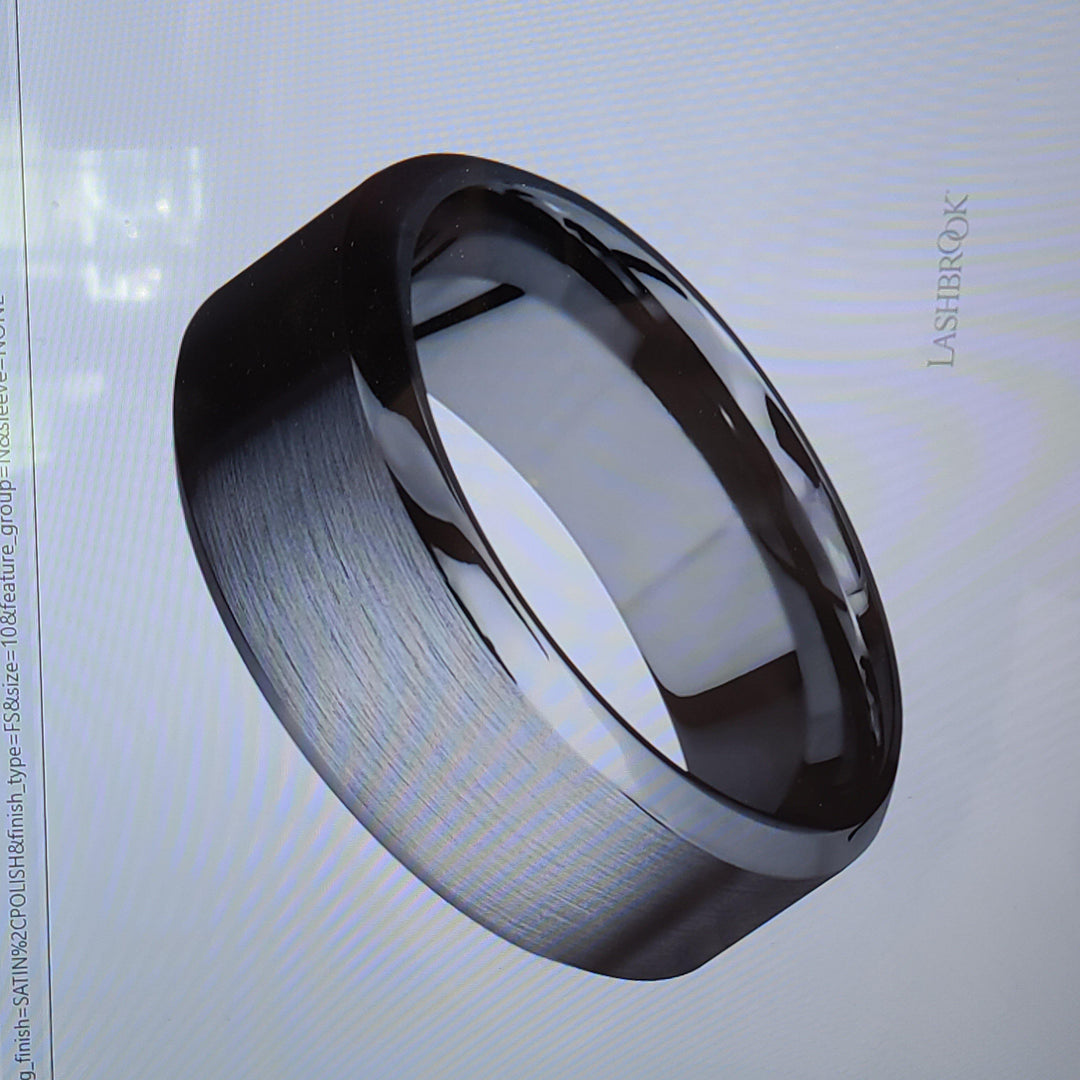 Sleek Tantalum 8mm High Beveled Edge Men's Band Ring