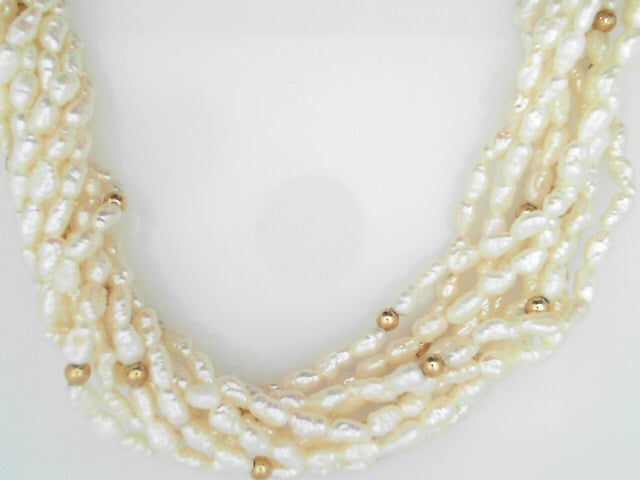 14kt Gold Multi-Strand Fresh Water Pearl Necklace