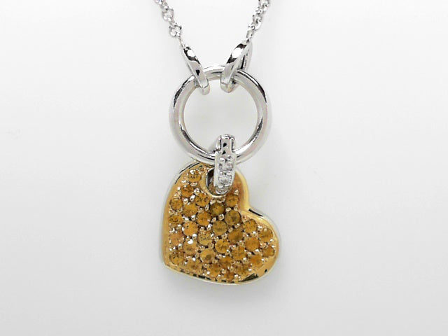 18K Yellow Gold Yellow Sapphire Diamond Pendant Necklace