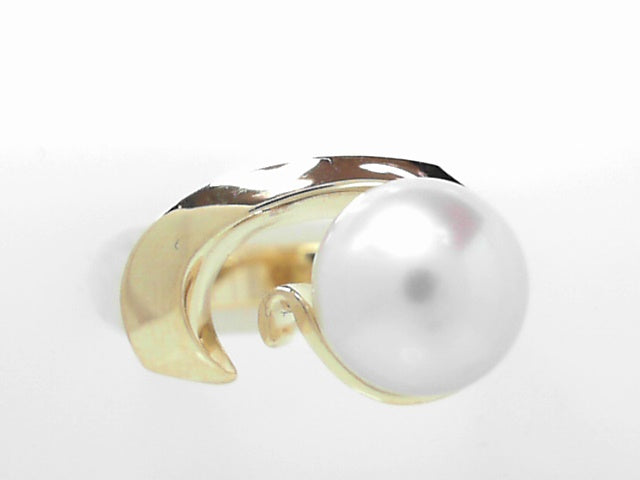 14kt Yellow Gold 10mm Cultured Pearl Solitaire Ring