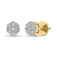 14kt Polished Diamond Cluster Stud Earrings
