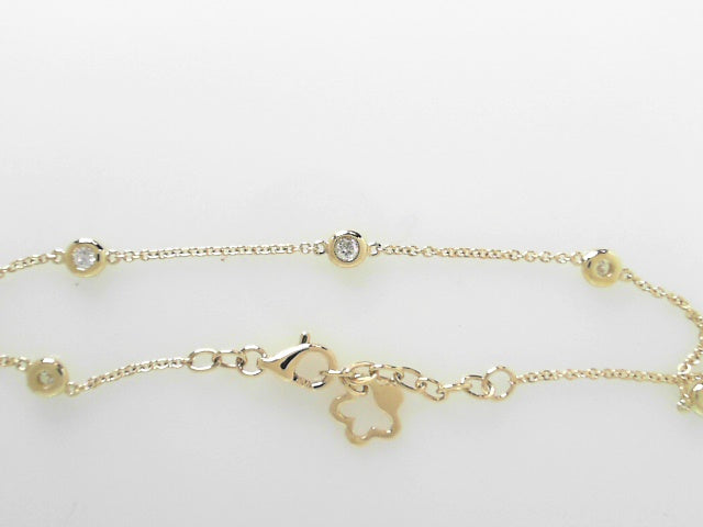 14K Rose Gold Diamond Station 7 Delicate Bracelet