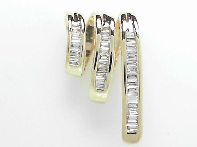 14K Gold 0.75ctw Baguette Diamond Slide Pendant