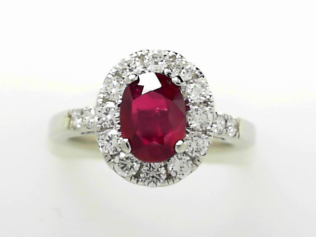 Platinum Ruby & Diamond Cocktail Ring | GIA Certified Gem