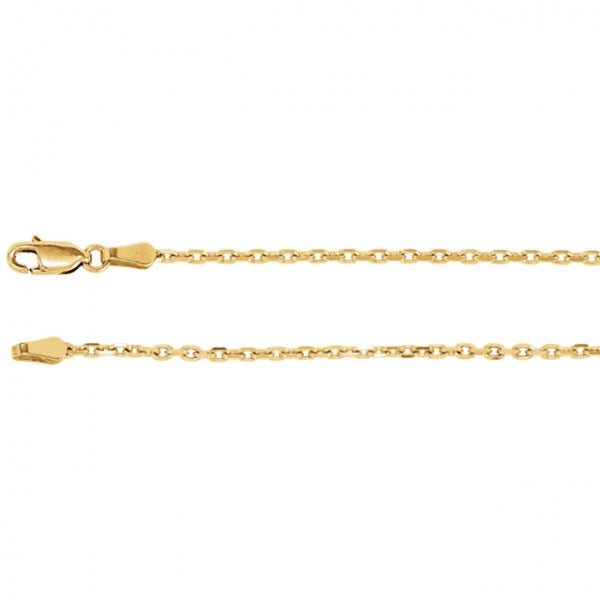 14K Gold Diamond Cut Cable Chain Necklace, 18