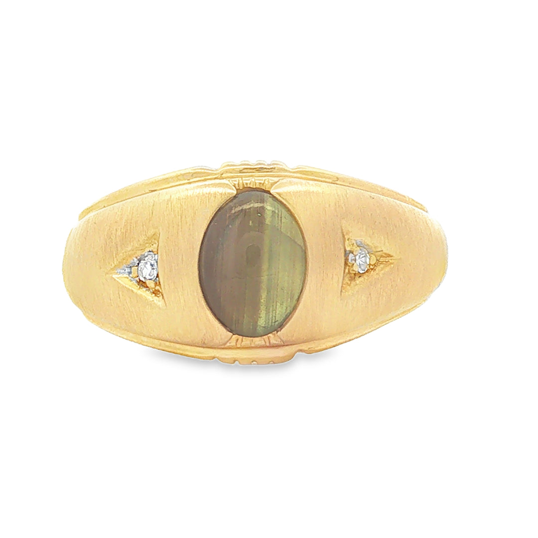 14K Gold Black Star Sapphire Diamond Men's Ring