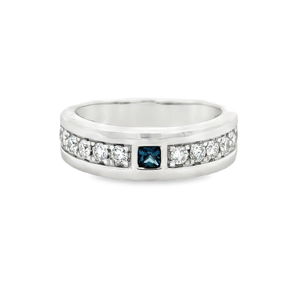 14K Gold Vera Wang Sapphire Diamond Halo Ring Size 9.75