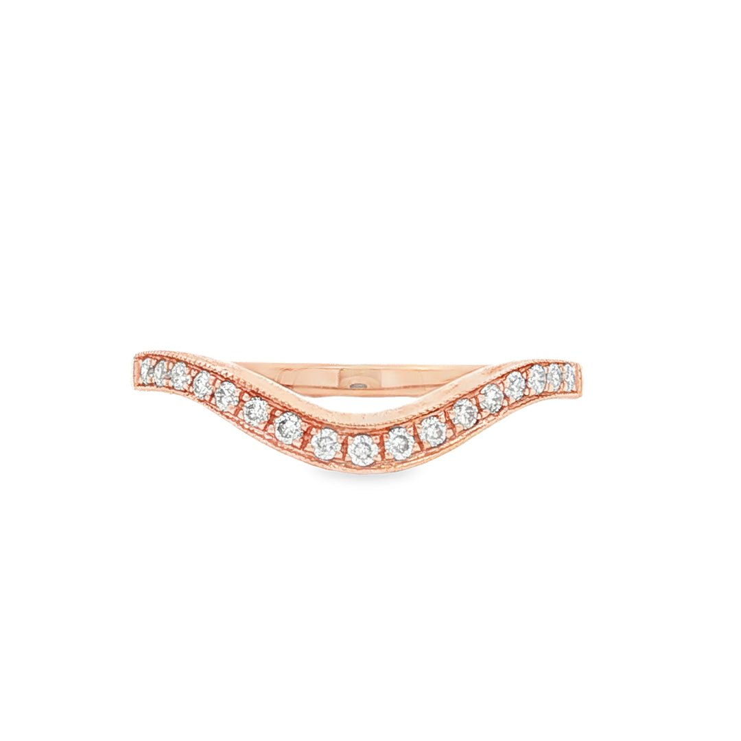 14K Gold .13ct Diamond Chevron Wedding Band Ring