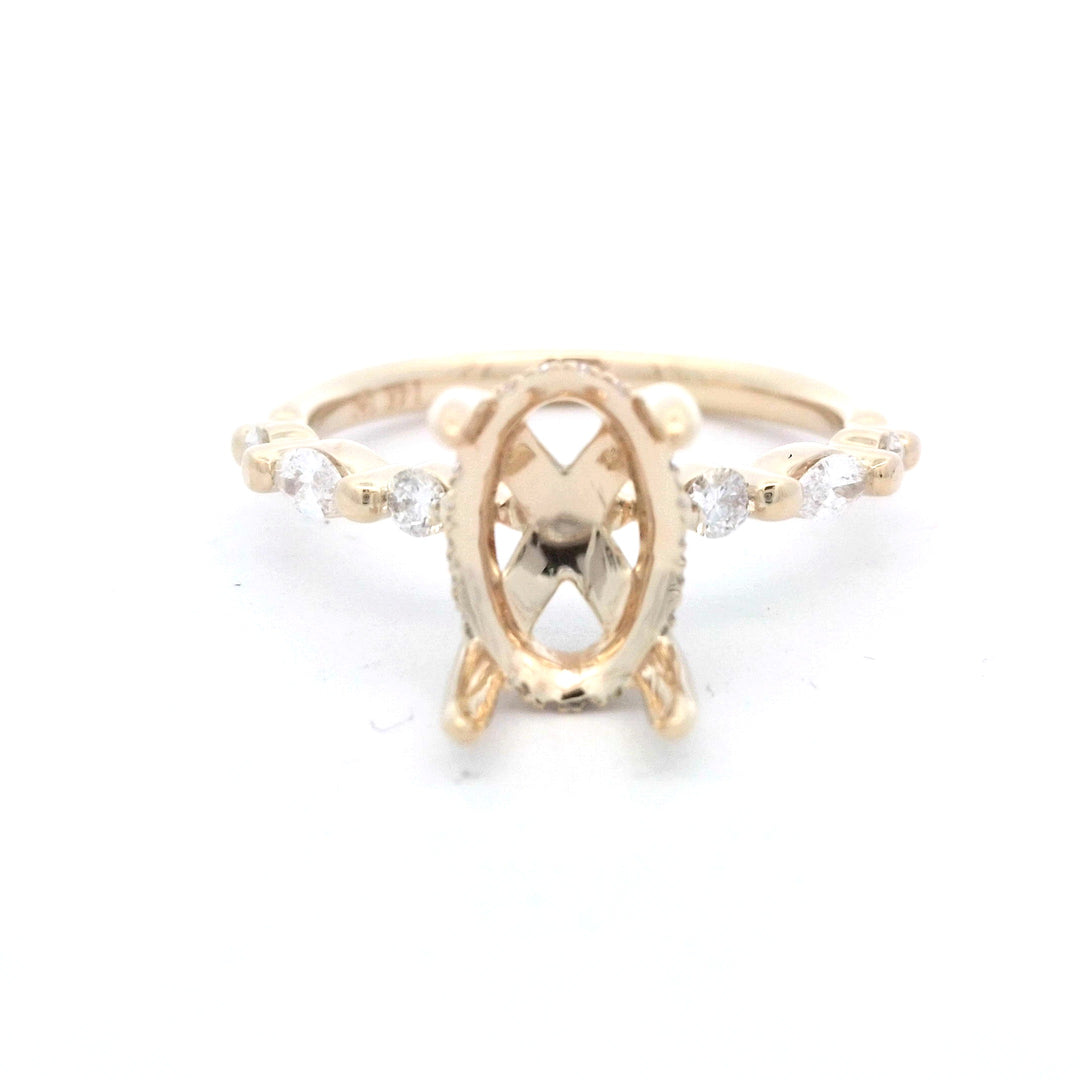 14K Yellow Gold .34 Carat Diamond Semi-Mount Oval Engagement Ring