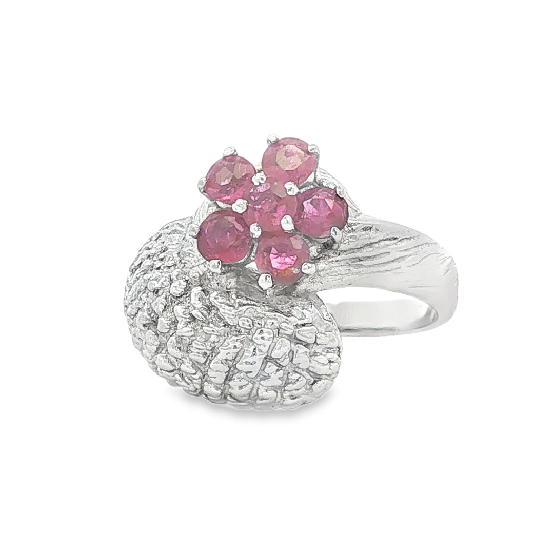 14K Gold Vintage Ruby Cluster Ring for Women