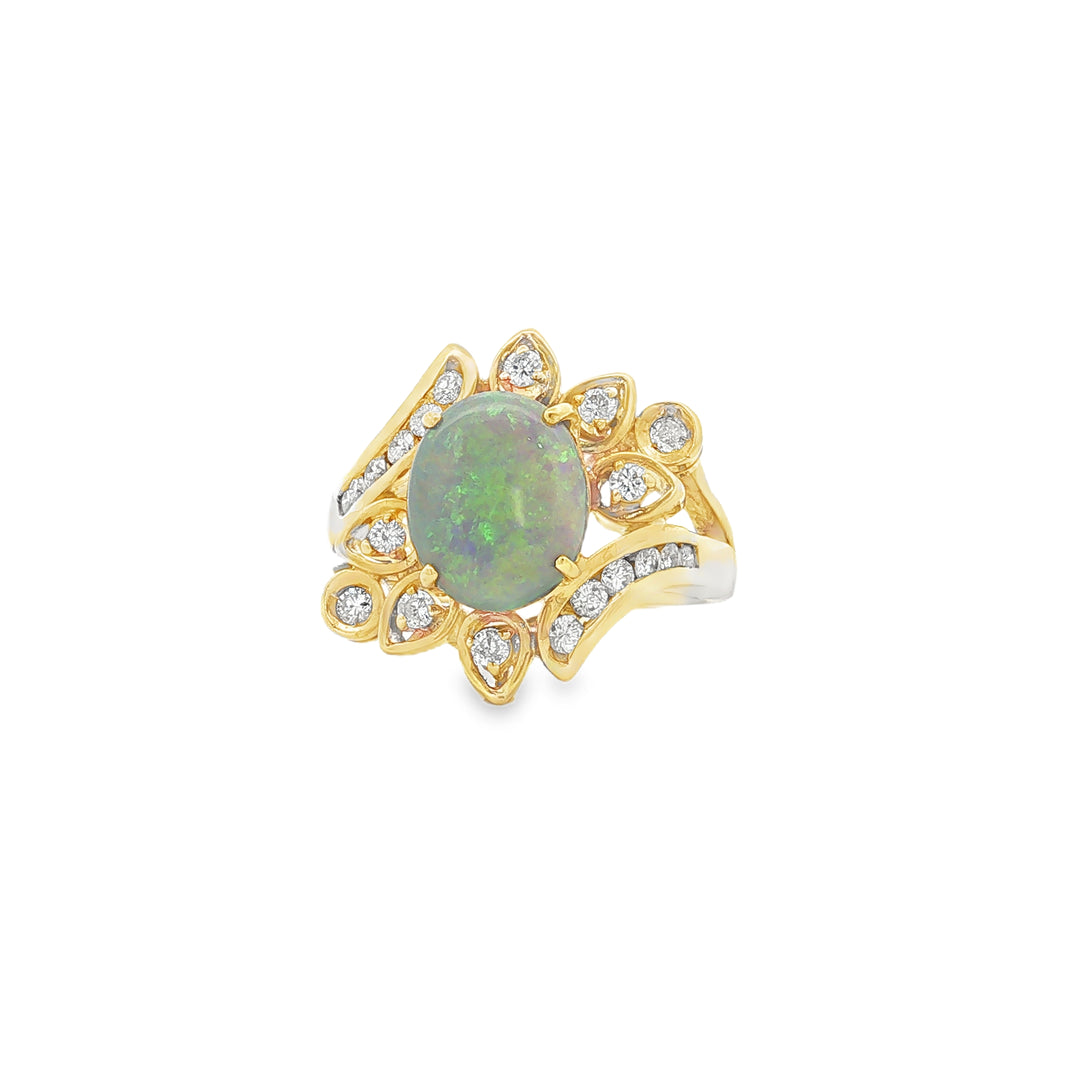 18kt Gold Black Opal Diamond Accent Women's Ring