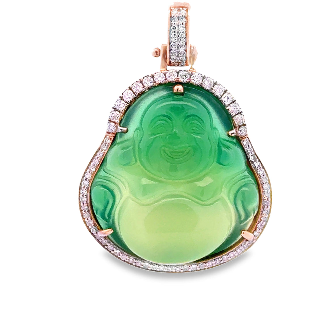 10kt Green Gold .65ctw Diamond Buddha Pendant