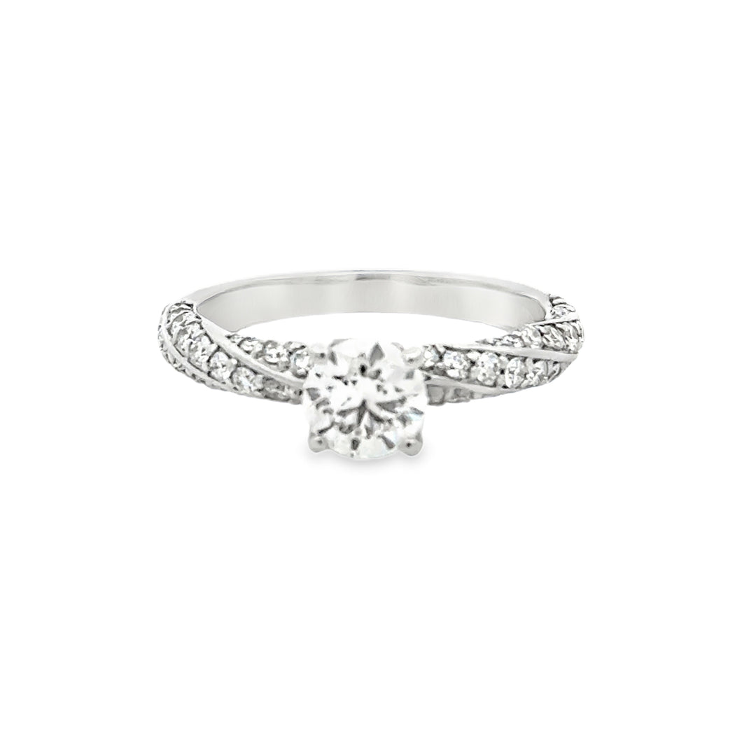 18K White Gold .71ct Diamond Halo Engagement Ring