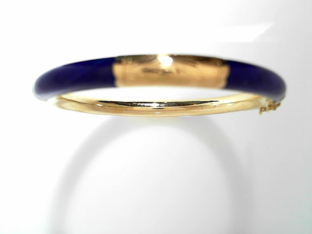14K Gold Vintage Lapis Lazuli Bangle Bracelet