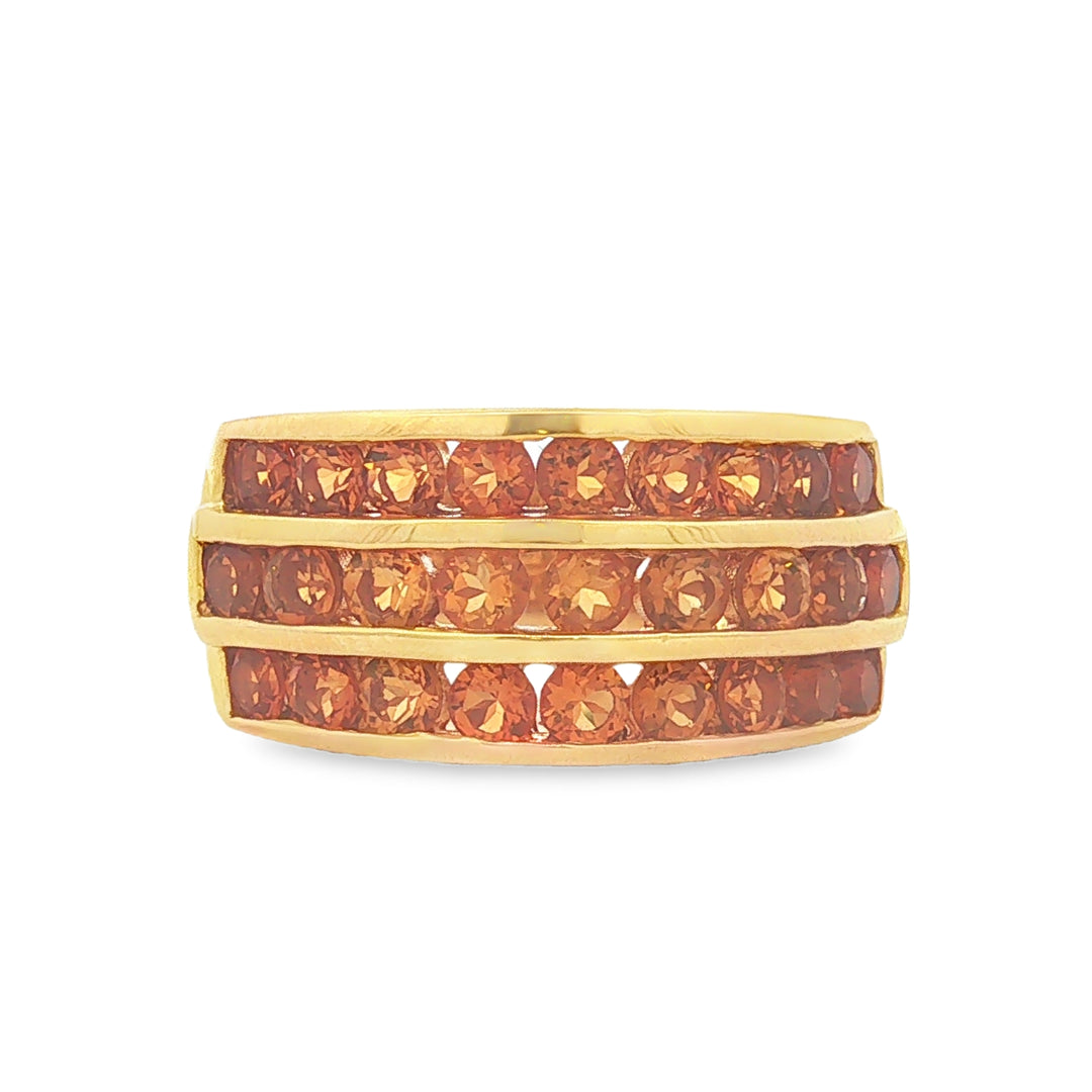 18K Yellow Gold 3-Row Citrine Cocktail Ring