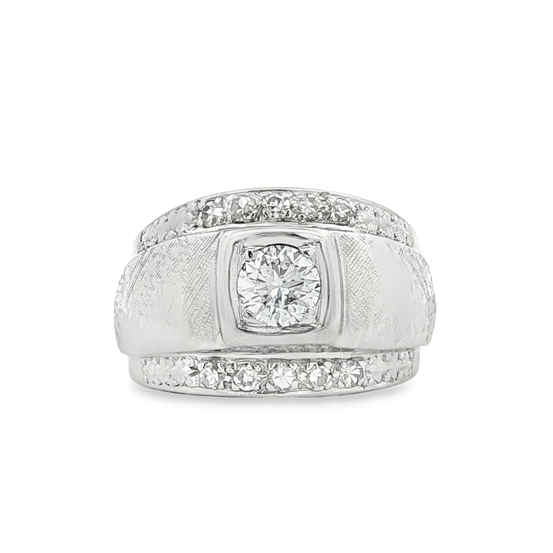 14K Vintage Men's Diamond Cluster Ring: Bold Gold Statement