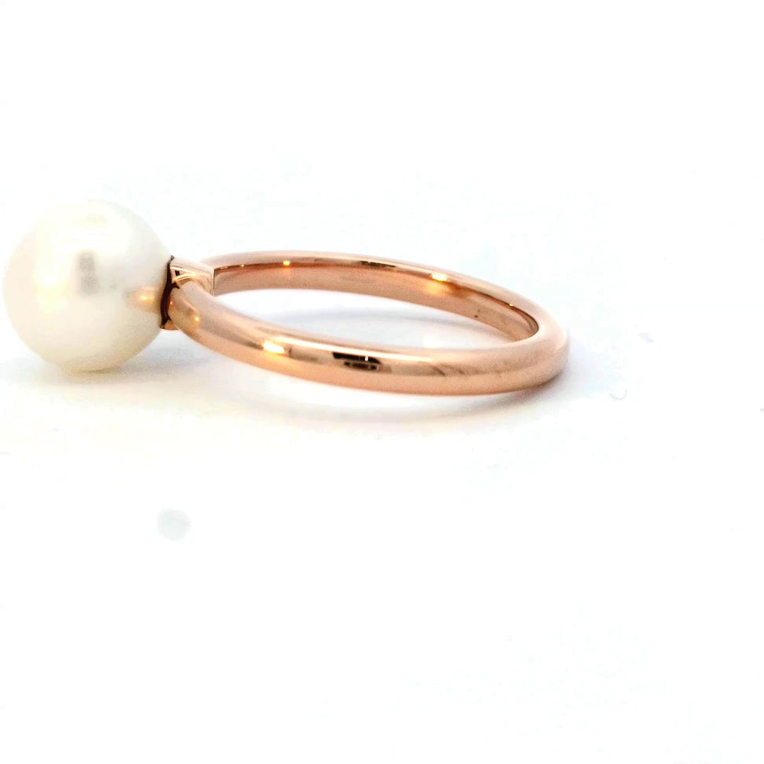 Tiffany 18K Rose Gold 8mm Pearl Ring, Elegant Design