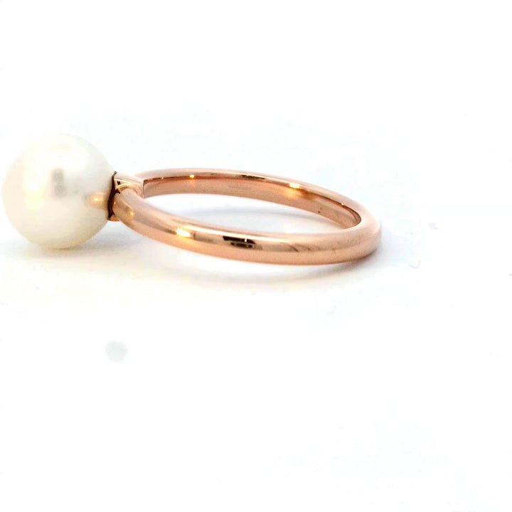 Tiffany 18K Rose Gold 8mm Pearl Ring, Elegant Design