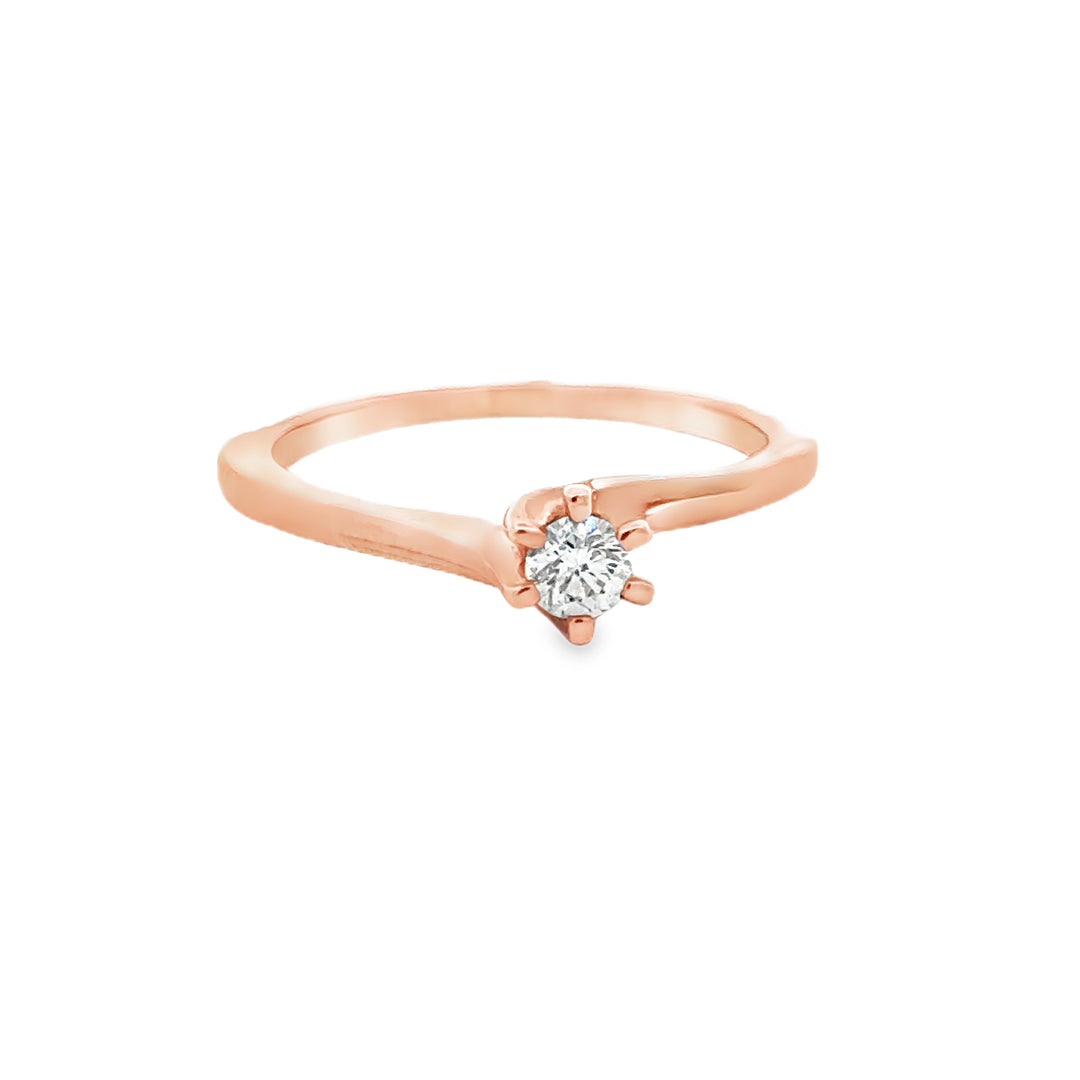 14K Rose Gold .17ct H SI1 GIA Diamond Solitaire Ring