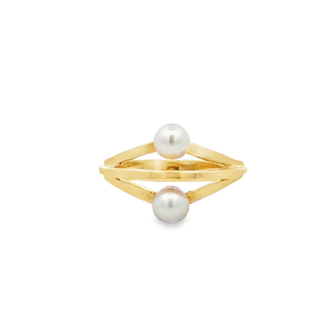 Timeless 14K Gold Double Pearl Statement Ring