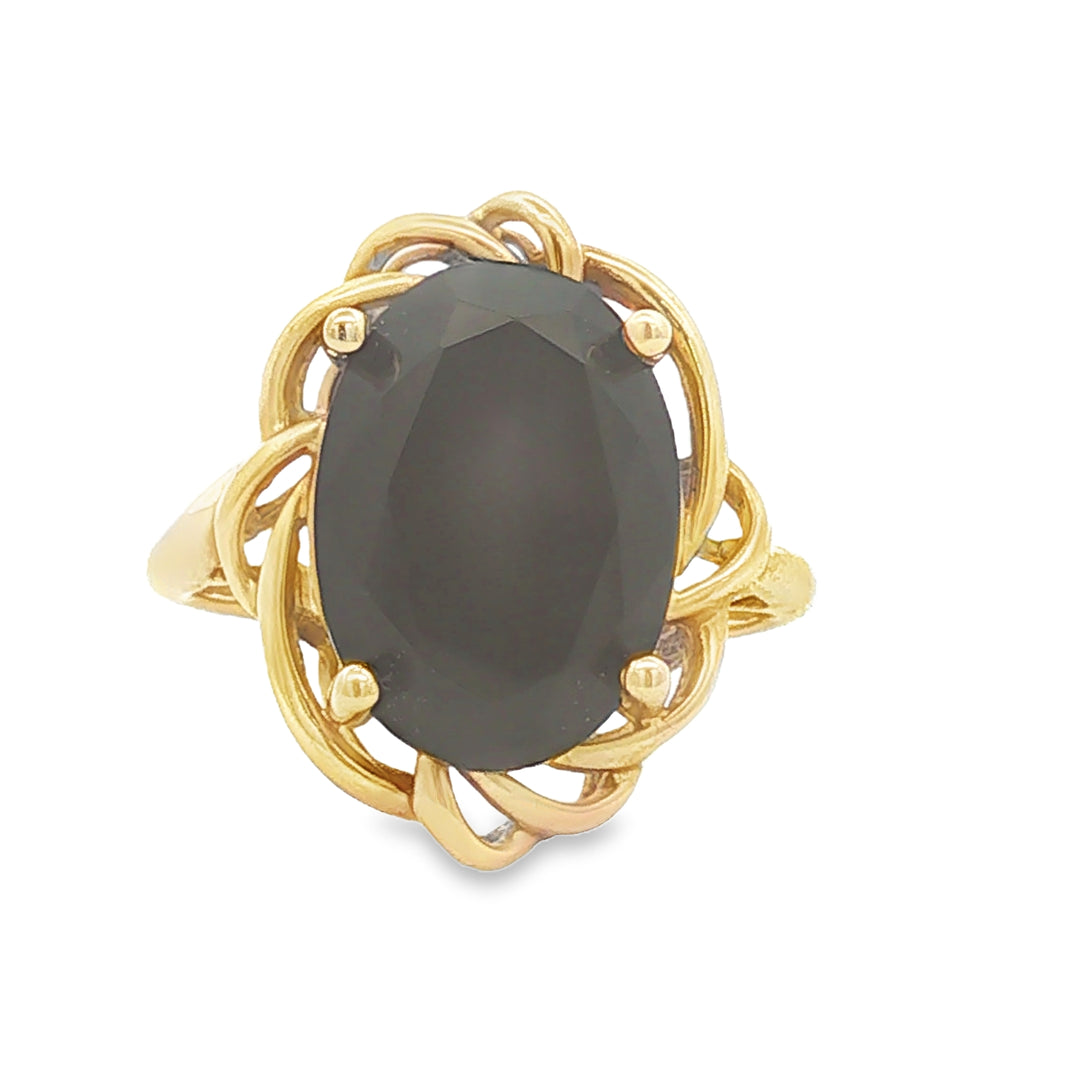 14K Gold Vintage Black Onyx Ring for Women