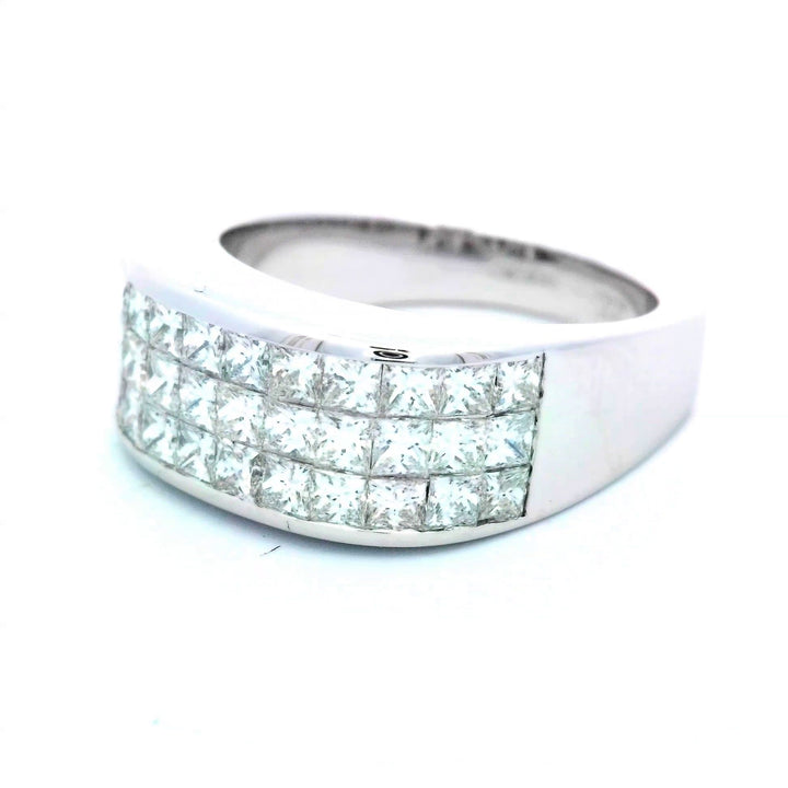 18K White Gold 2CT Diamond Invisible Set Wedding Band