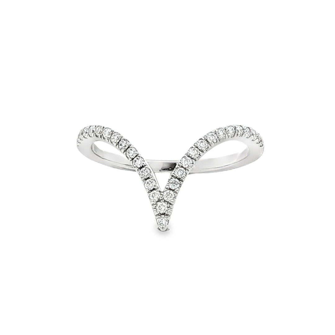 14K Gold .21ct Diamond Chevron Wedding Band Ring