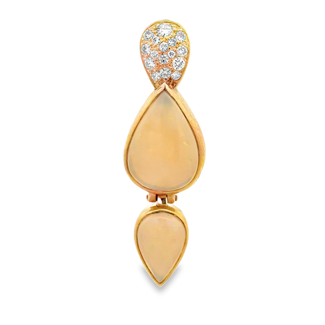 14kt Yellow Gold Fancy Opal Diamond Pendant Charm