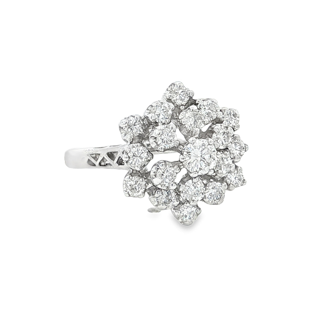 14K Gold Vintage Diamond Cluster Ring 0.80ctw