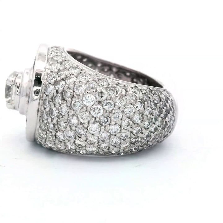 14K White Gold Men's 5.20ctw Diamond Cluster Ring