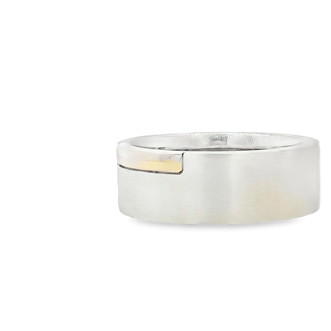 14K Two-Tone Men's Diamond Band Ring 0.12ct Luxury
