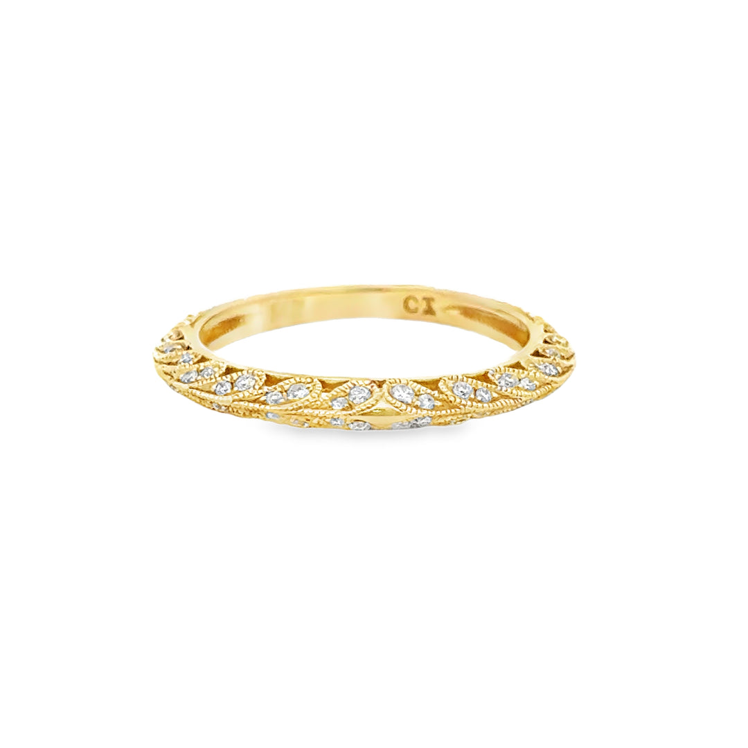 14K Gold .25ctw Round Diamond Wedding Band Ring Sz 6.25