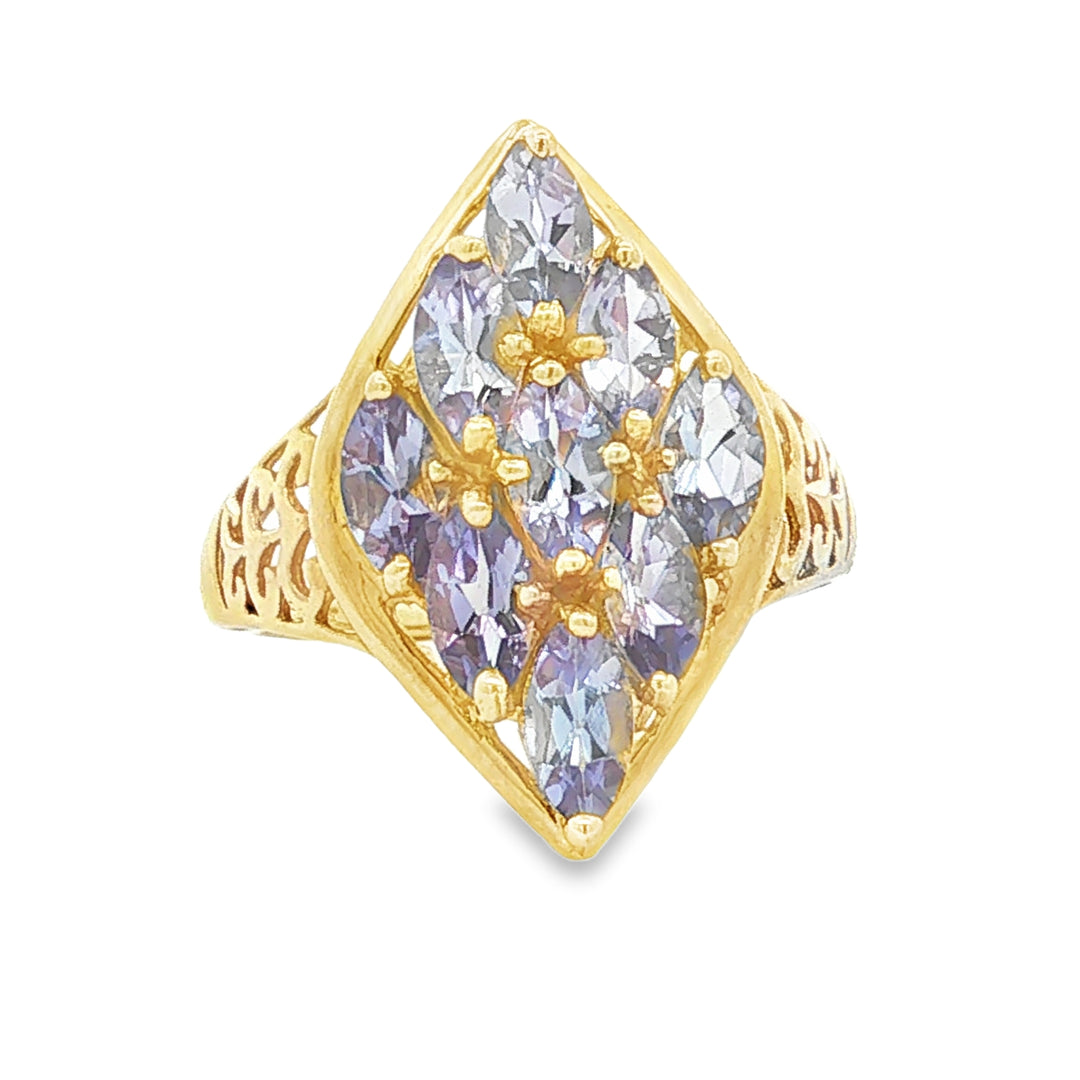 14K Gold Blue-Violet Tanzanite Pendant Jewelry