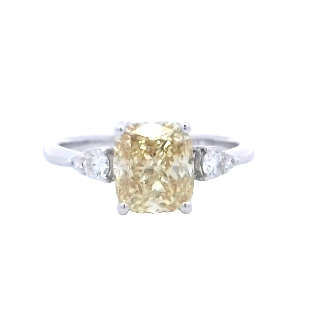 14K White Gold Light Yellow Diamond Engagement Ring