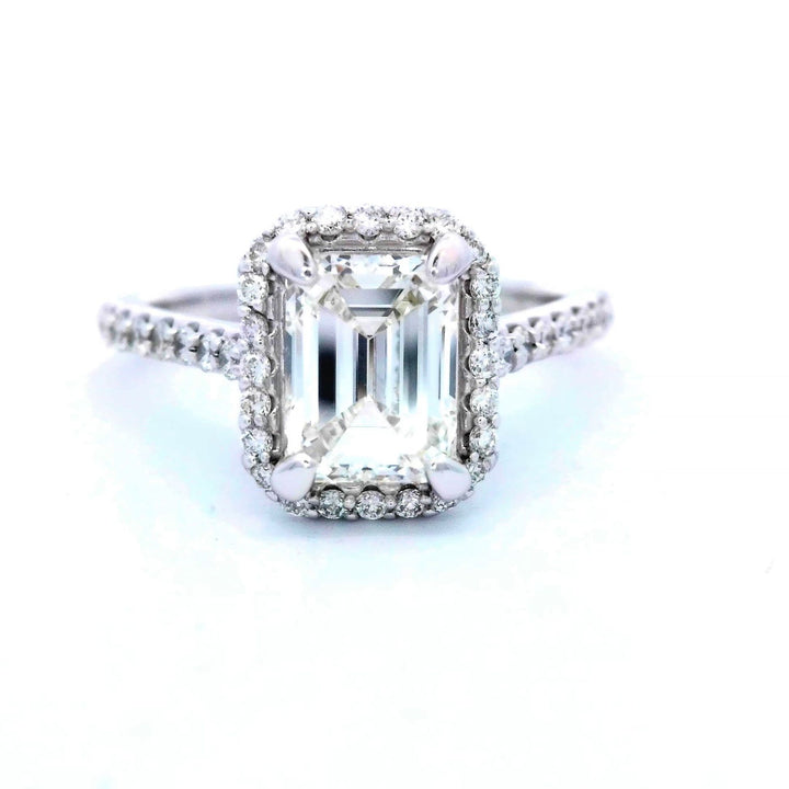 14K White Gold 1.36ct GIA Diamond Halo Engagement Ring