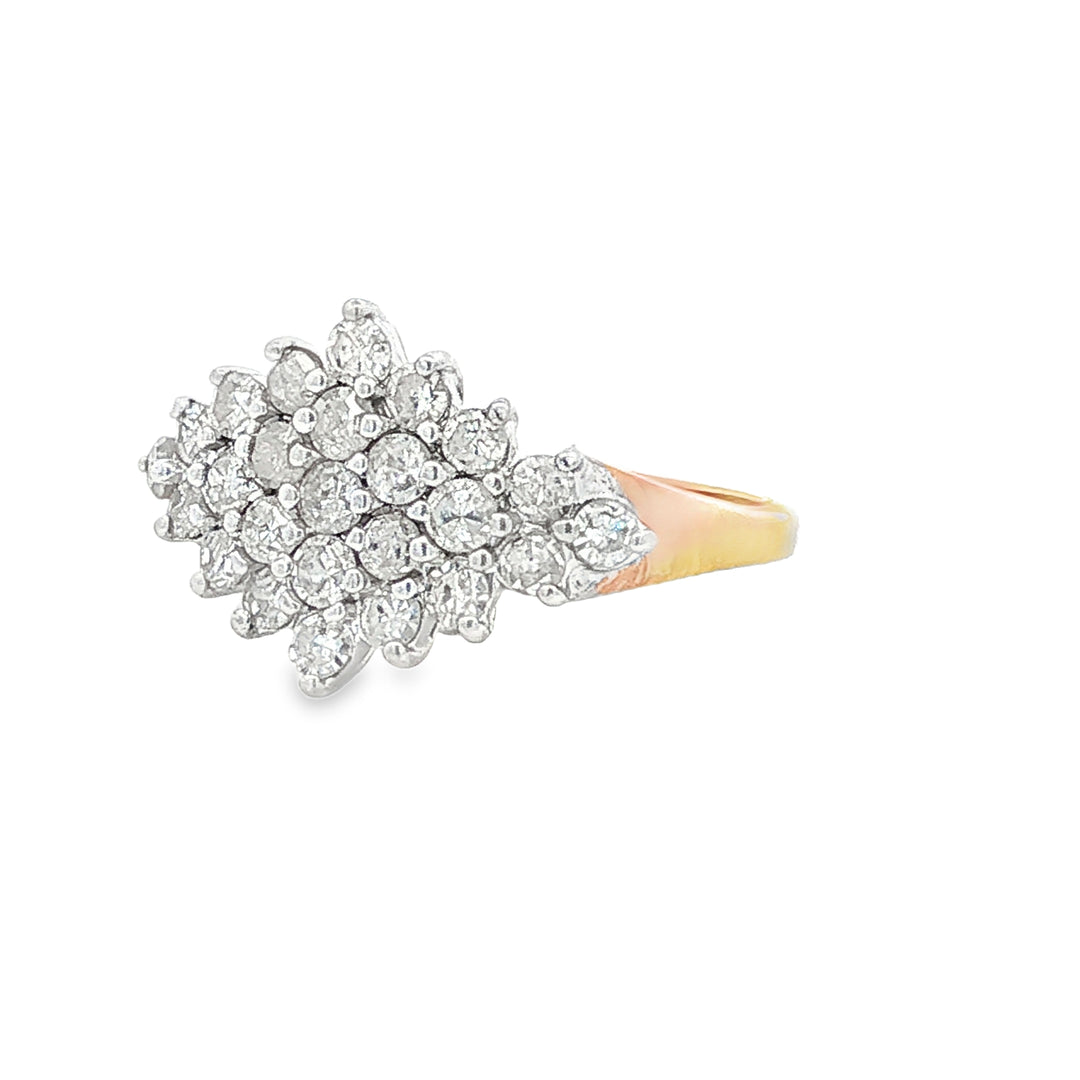 10kt Yellow Gold .50ctw Diamond Cluster Statement Ring