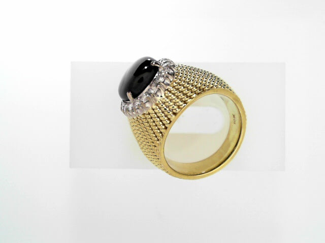 18K Gold Black Star Sapphire Diamond Men's Luxury Ring
